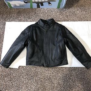 Men’s XL Genuine Leather Motorcycle Bomber Jacket With Air Vents